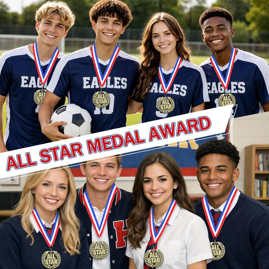 2'' Gold Award Medals Bulk Winner Medals with Neck Ribbons Metal Trophy Award Prize Gift for Tournaments