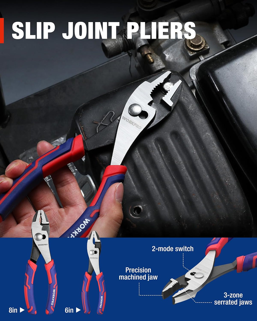Pliers & Wrench Set, 12-Piece Pliers Tool Set with Organizer, Include Needle Nose, Wire Cutter, Groove Joint, Slip