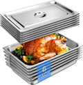 Stainless Steel Hotel Pans With Lids (6 Pack, Full Size 1/1 x 2-1/2" Deep)