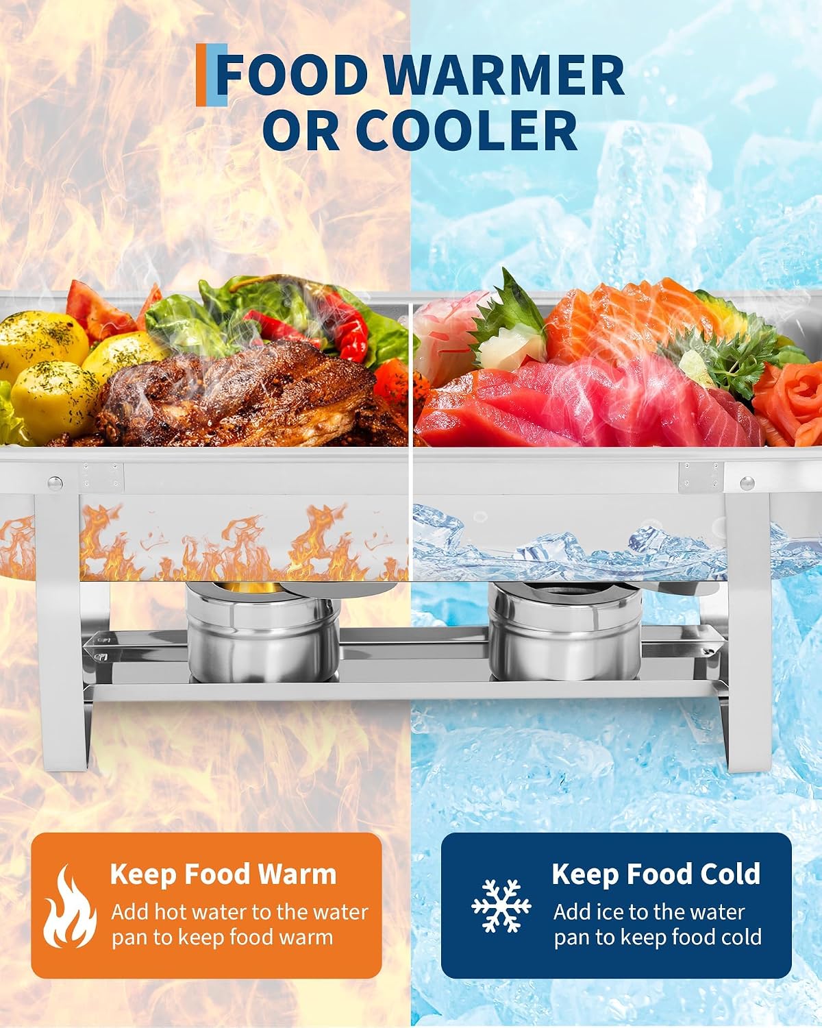 Chafing Dishes for Buffet 2 Pack, 8QT Buffet Servers & Warmers Set