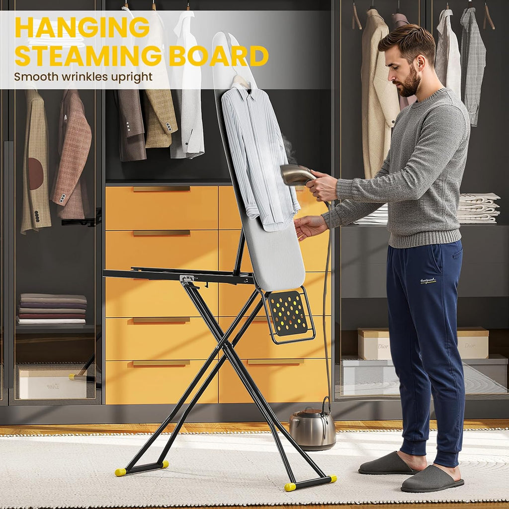 2-in-1 Stander & Steam Foldable Ironing Board with Iron Rest | 13 x 43 inchs, Height Adjustable, Alloy Structure