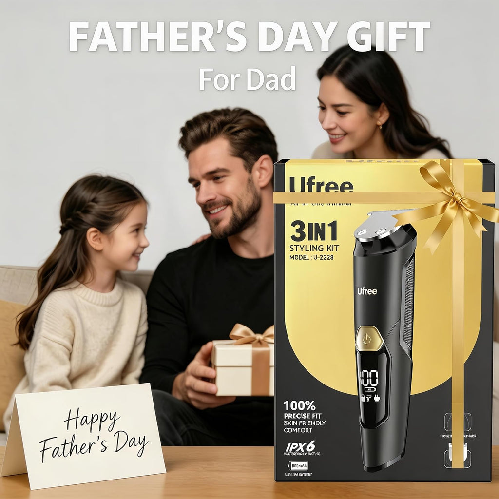 3-in-1 Beard Trimmer for Men, IPX6 Waterproof Electric Razor Shaver, Hair Mustache Body Nose Trimmer, Type-C Clippers