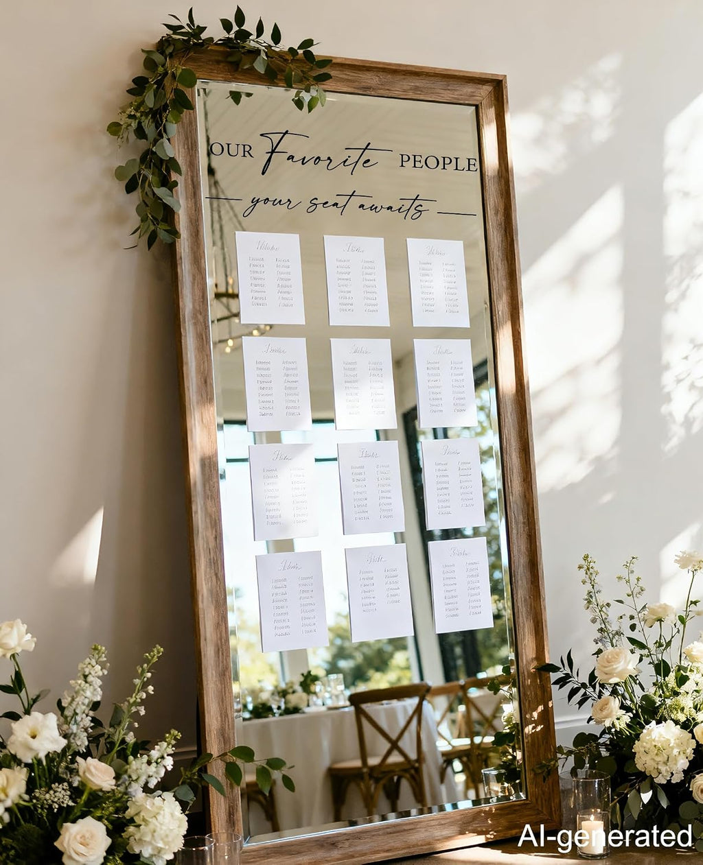 Wedding Seating Chart Decal - Welcome to Our Wedding Mirror Decal, Seating Chart Board Black