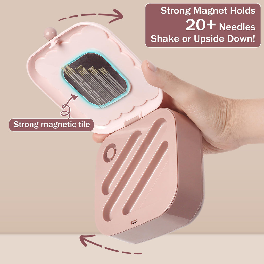 Small Sewing Kit Box: Cute Portable 2-Layer Organizer Magnetic Needle and Thread Kits Holder Basic Case - Home
