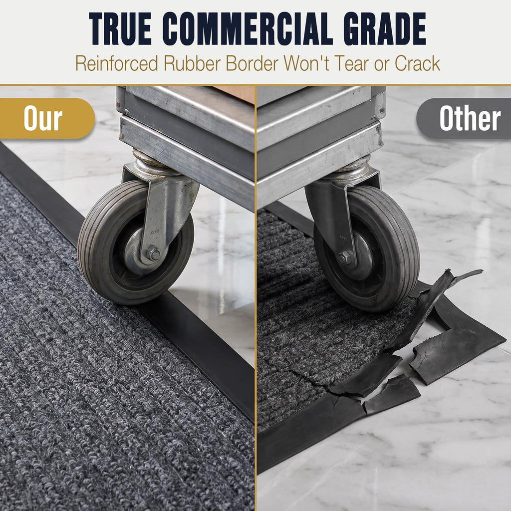Commercial Floor Mat 2Pcs 3'x5' Grey Heavy Duty Rubber Entrance Rug