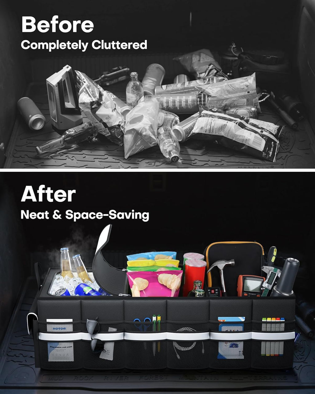 Trunk Organizer - Car Organizer with Built-In Leakproof Car Cooler, Collapsible Trunk Organizer with Cooler for Car