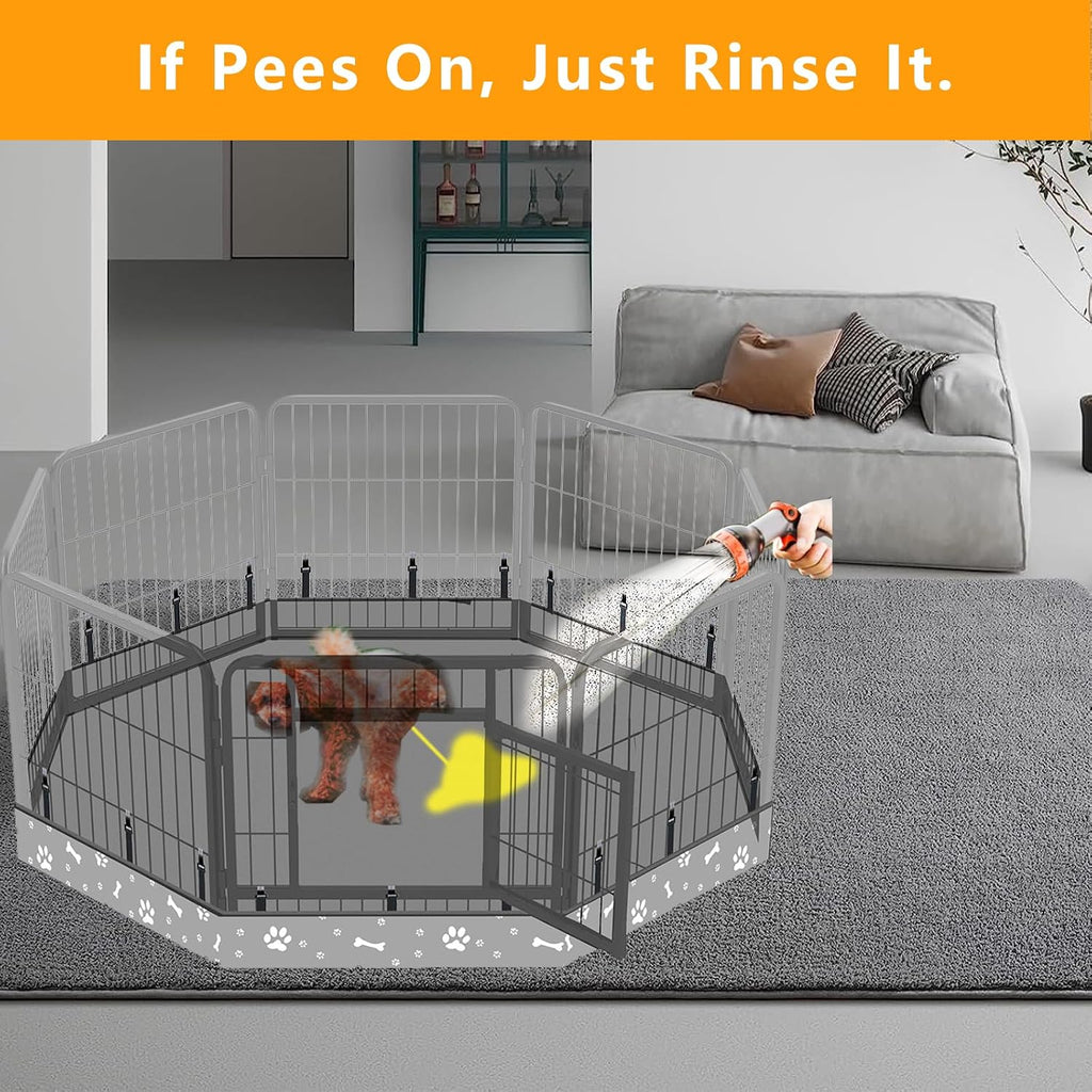 Dog Playpen Bottom Pad Fits for 24 Inch 8 Panels Metal Exercise Pet Playpen, Dog Crate Pad Puppy Playpen Pad, Elastic