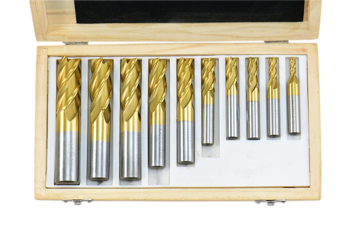 Shars 3/16-3/4" Tin Coated Single End Mill Set 404-5869