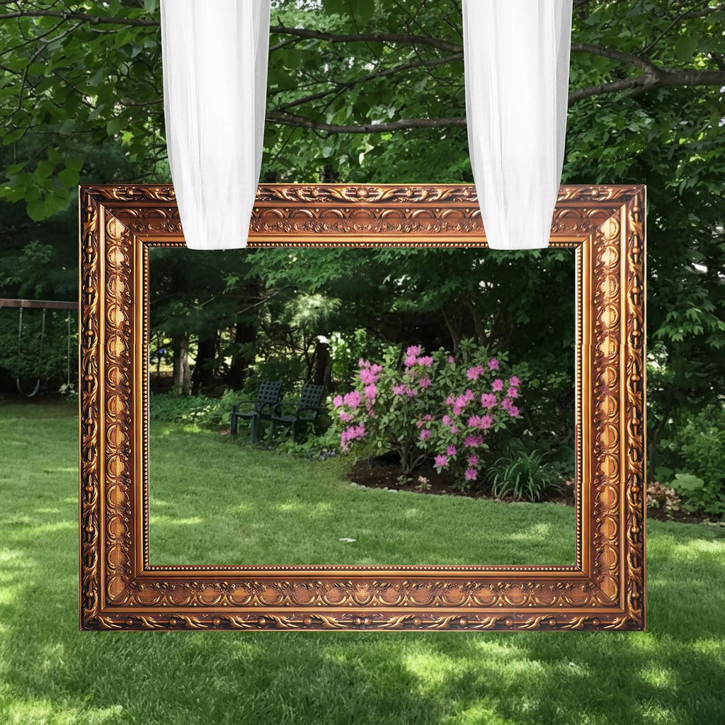 Wedding Large Photo Booth Props 35 x 47 Inch Gold Vintage Frame Photo Booth Selfie Frame with 13 ft Ribbon for