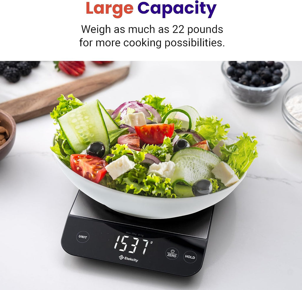 22lb Food Kitchen Scale, USB Rechargeable, IPX6 Waterproof