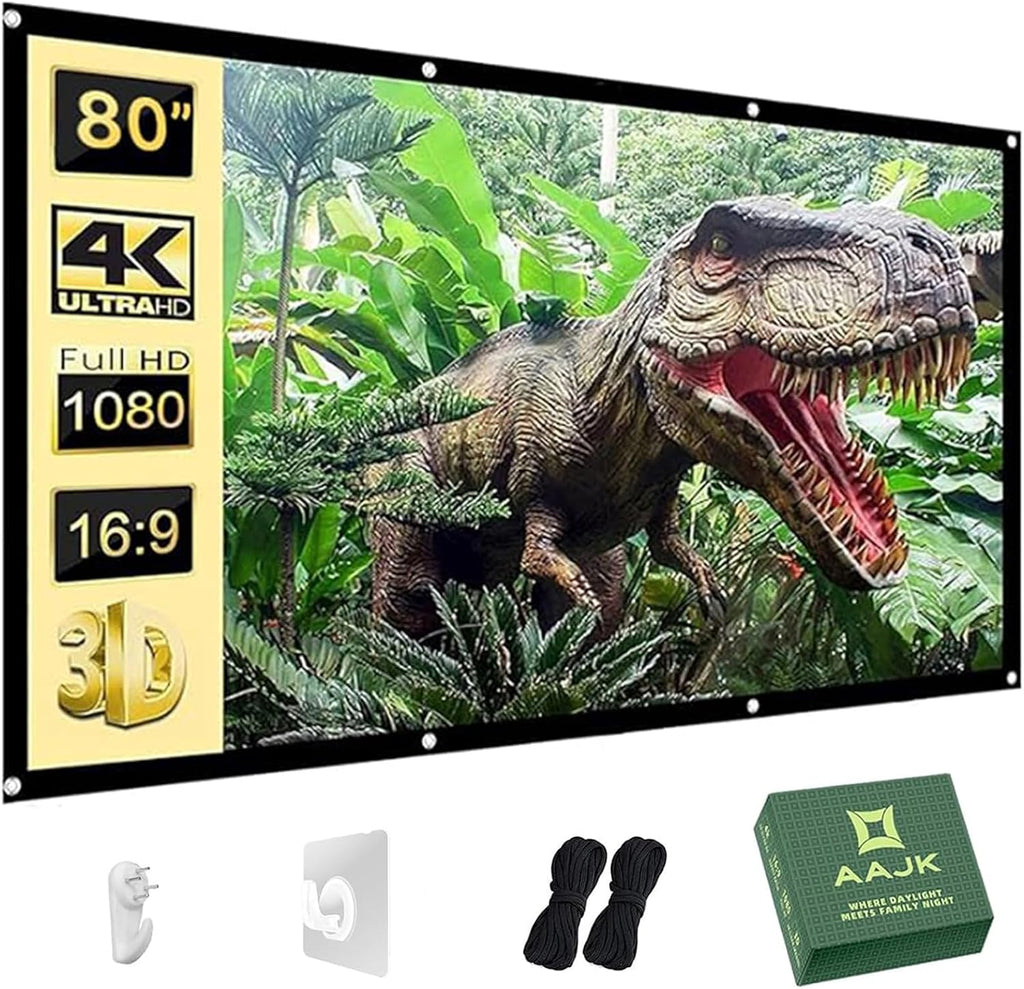 80inch Outdoor Projector Screen Anti Crease Portable Movie Screen | Projector Screen Outdoor, Washable, 16:9