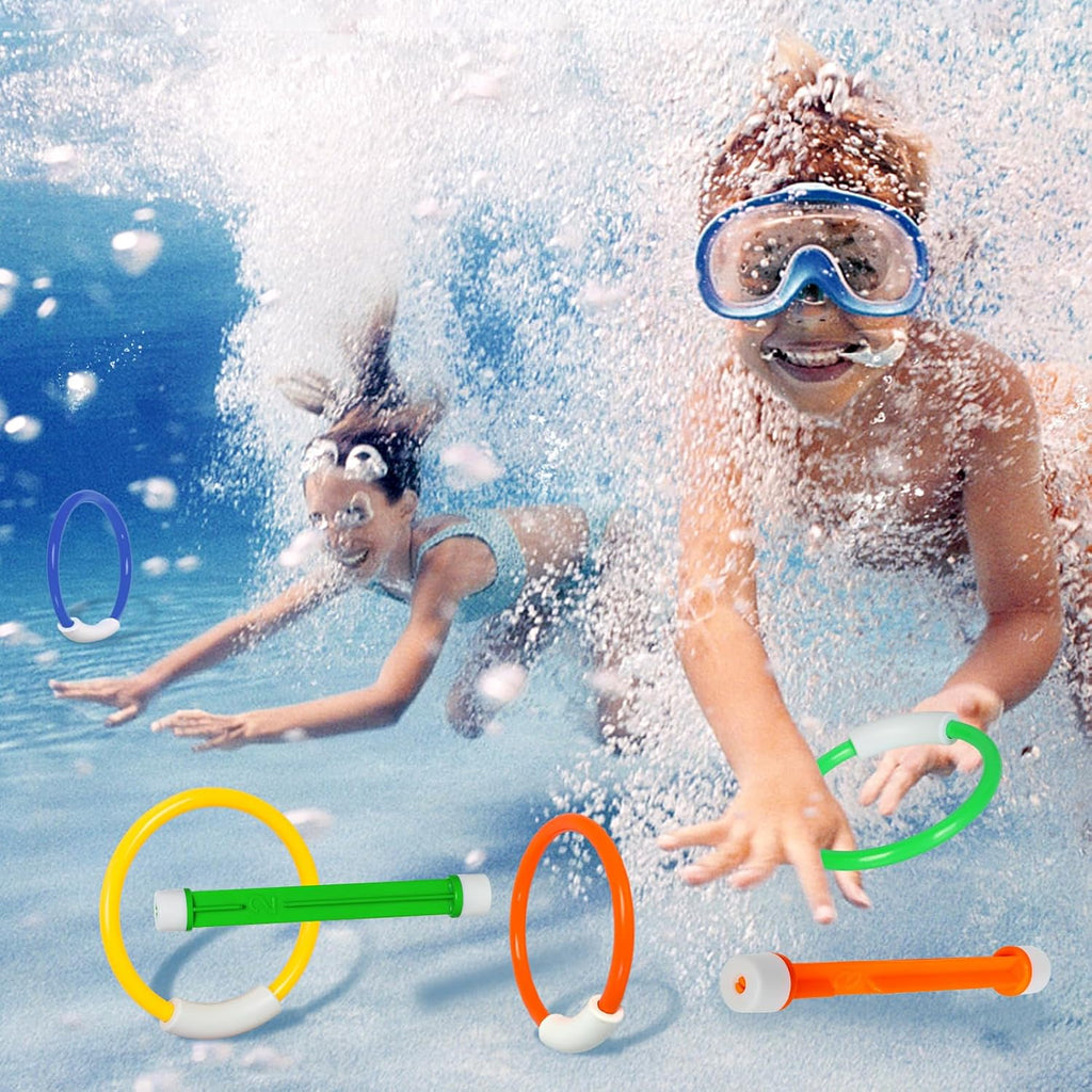 Pool Toys for Kids Ages 4-8 8-12, Summer Pool Diving Toys Set | Colorful Underwater Training Swim Toys for Fun Water
