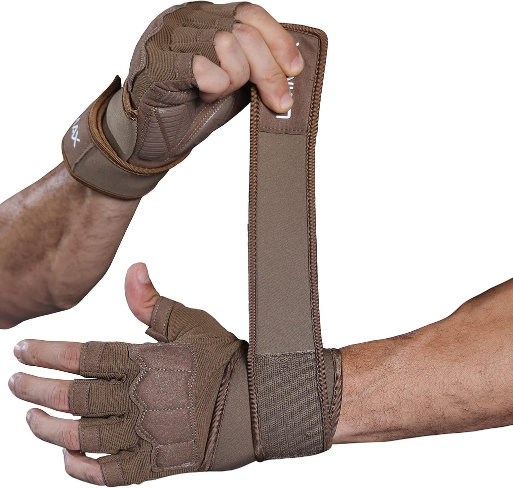 Workout Gloves for Men - Gym Weight Lifting Padded Gloves with Wrist Wrap Support, Full Palm Protection & Silicone