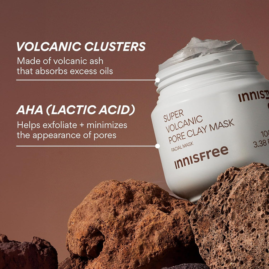 Super Volcanic Clay Mask, Pore Cleansing & Oil Control Face Mask for Oily Skin with AHA, Korean Wash-Off Clay Mask