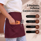 Server Waist Aprons 4 Pack with 3 Pockets 100% Polyester