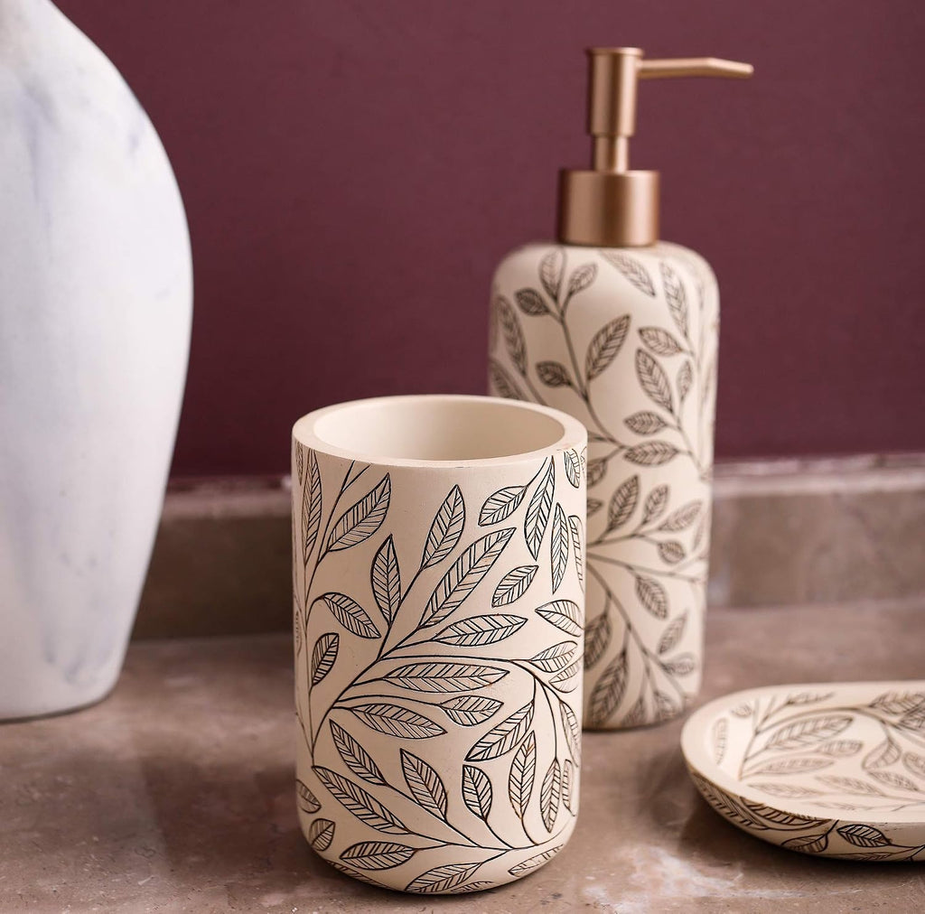Bathroom Accessories Set,Toothbrush Holder,Farmhouse Bathroom Decor,4 Pcs Resin Gift Set Apartment Necessities