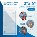 2" X 6" Long Zip Bags (1000 Count) - 2 Mil Clear Reclosable