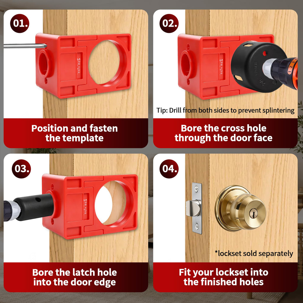 Door Hinge, Lock & Latch Installation Kit, 6063 Aluminum, 2.5-5" Hinges