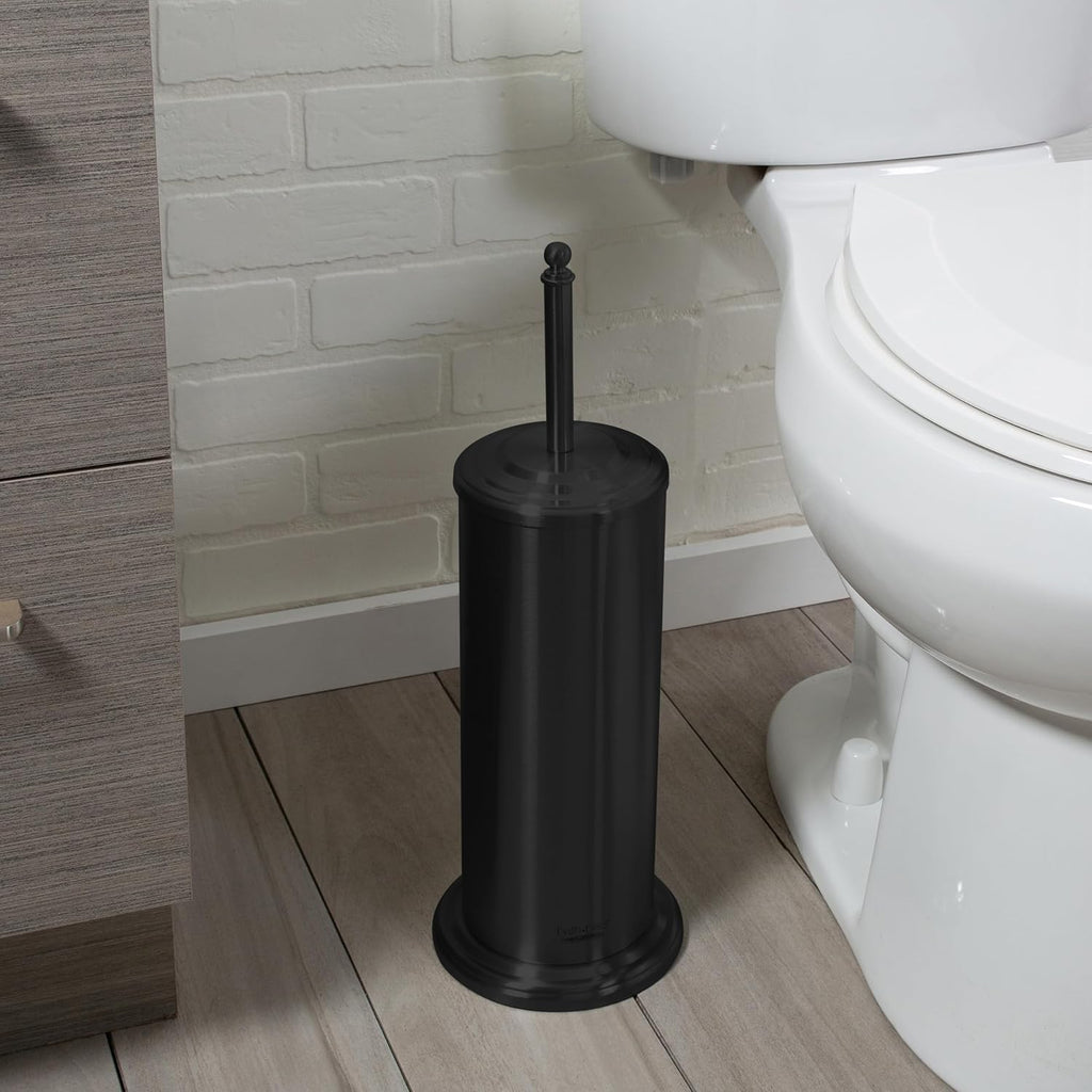 Trash Can, Toilet Brush and Plunger 3 Piece Bathroom Set in Matte Black