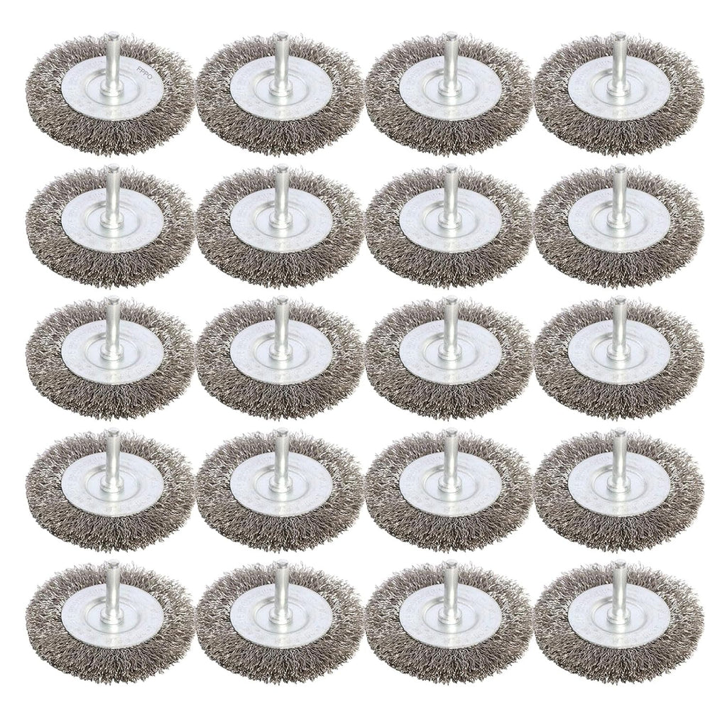 FPPO 20PCS 3 Inch Stainless Steel Wire Wheel Brushes Kit for Drill with 1/4-Inch Shank,Wire Wheels for Power-Operated Grinders