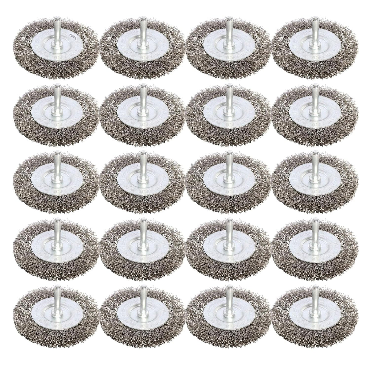 FPPO 20PCS 3 Inch Stainless Steel Wire Wheel Brushes Kit for Drill with 1/4-Inch Shank,Wire Wheels for Power-Operated Grinders