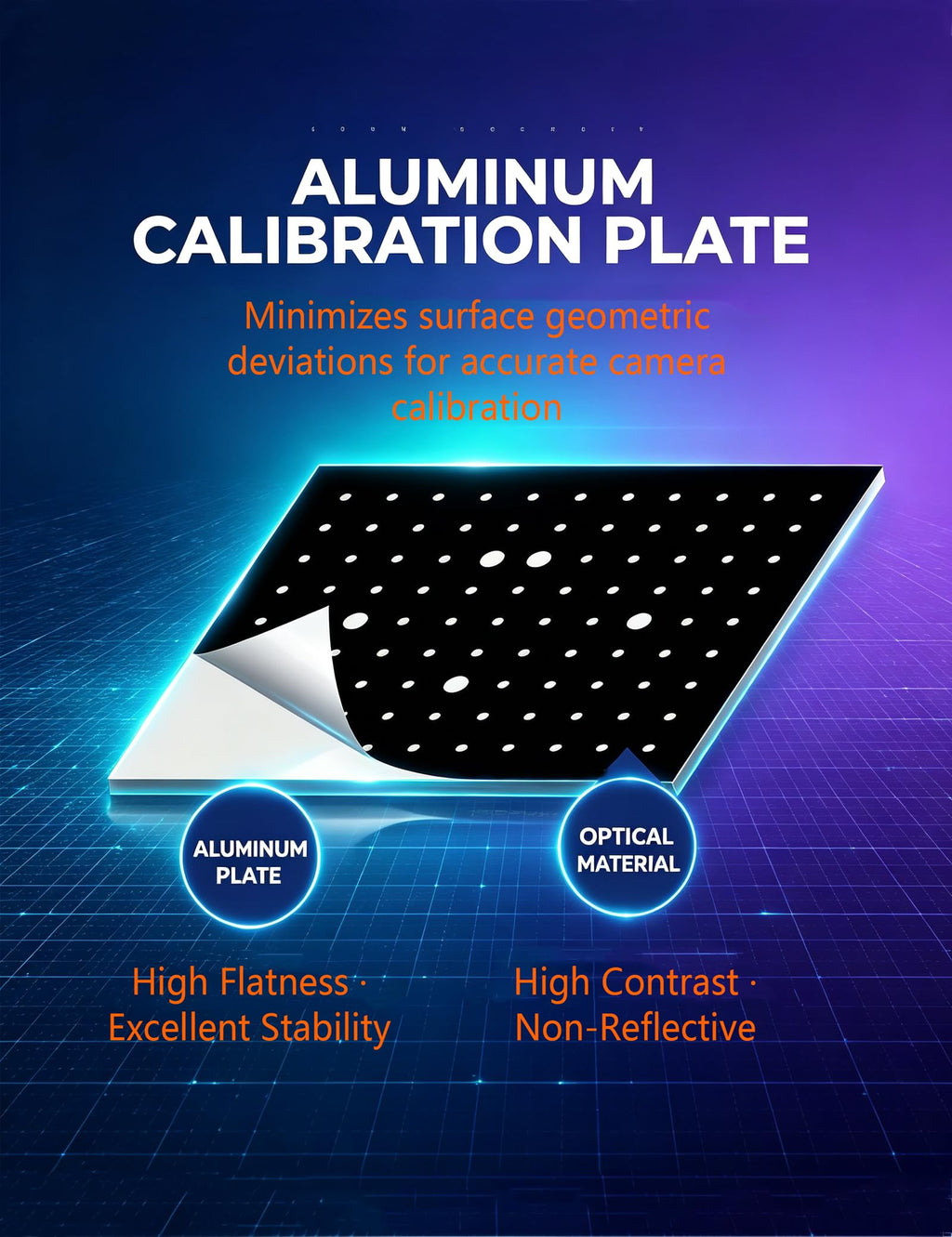 Optical Vision Calibration Plate, 180 * 150mm W*L, Φ7mm/Φ3.5mm, Positive