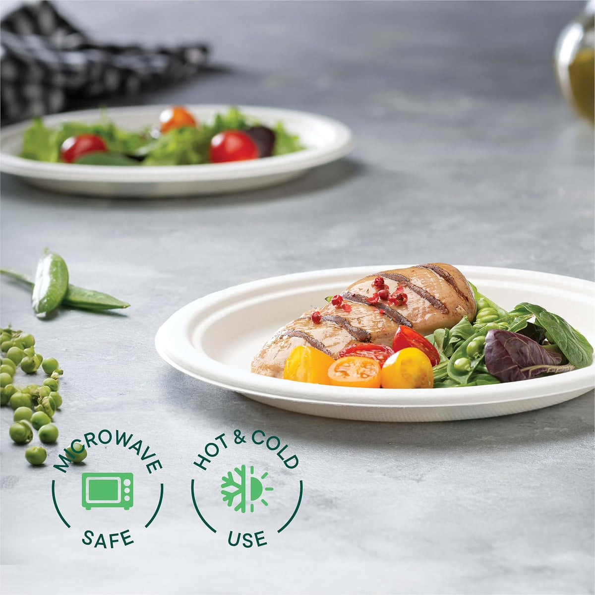 100% Compostable Paper Plates, Heavy Duty Disposable Plates [125-Pack] 9 Inch Plates - Eco-Friendly, Biodegradable