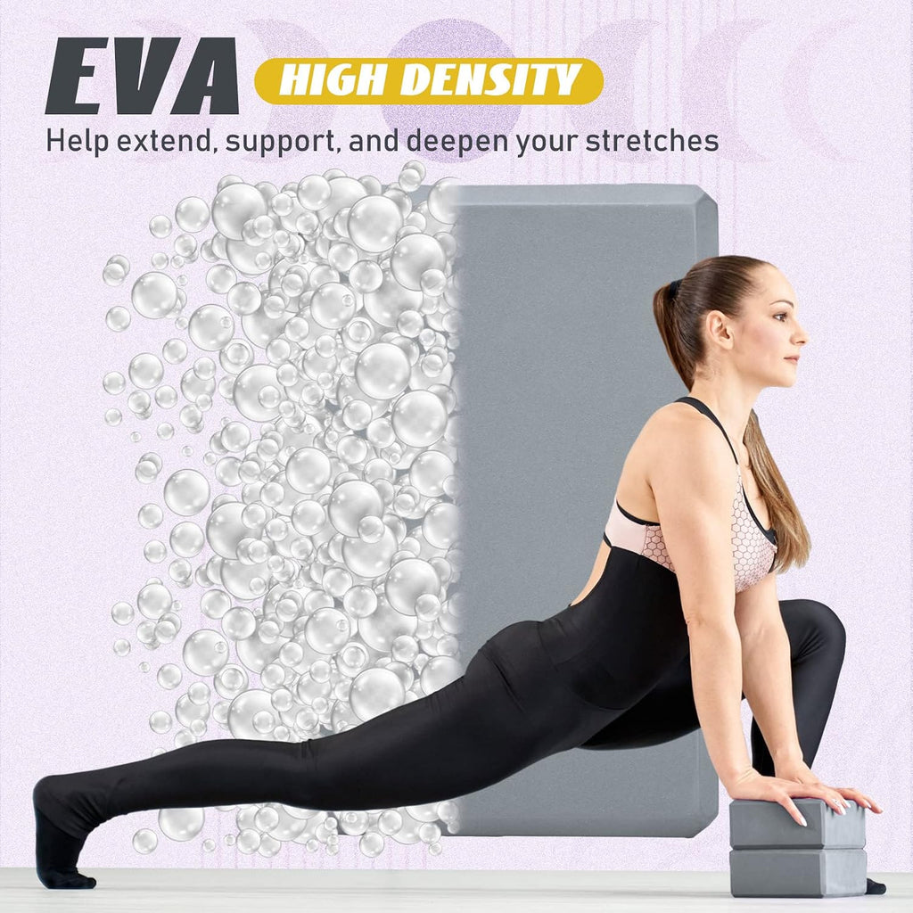 6 Pack Yoga Blocks 9 x 6 x 4 Inch EVA Foam Lightweight Non Slip Yoga Props for Pilates Stretching Meditation