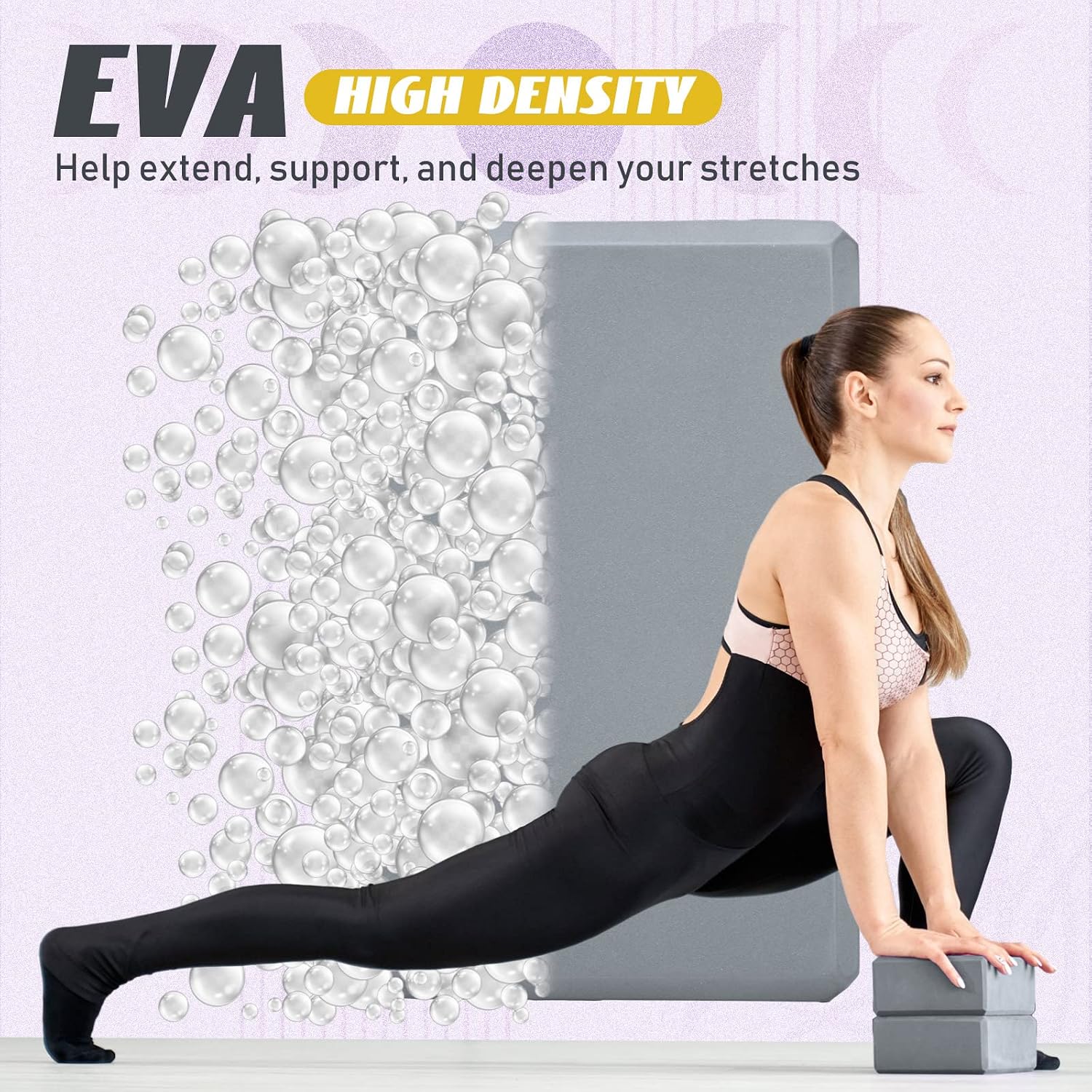 6 Pack Yoga Blocks 9 x 6 x 4 Inch EVA Foam Lightweight Non Slip Yoga Props for Pilates Stretching Meditation