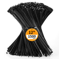 Cable Zip Ties 12 inch Cehony 1500 Pack Plastic Black Zip Ties 50lbs