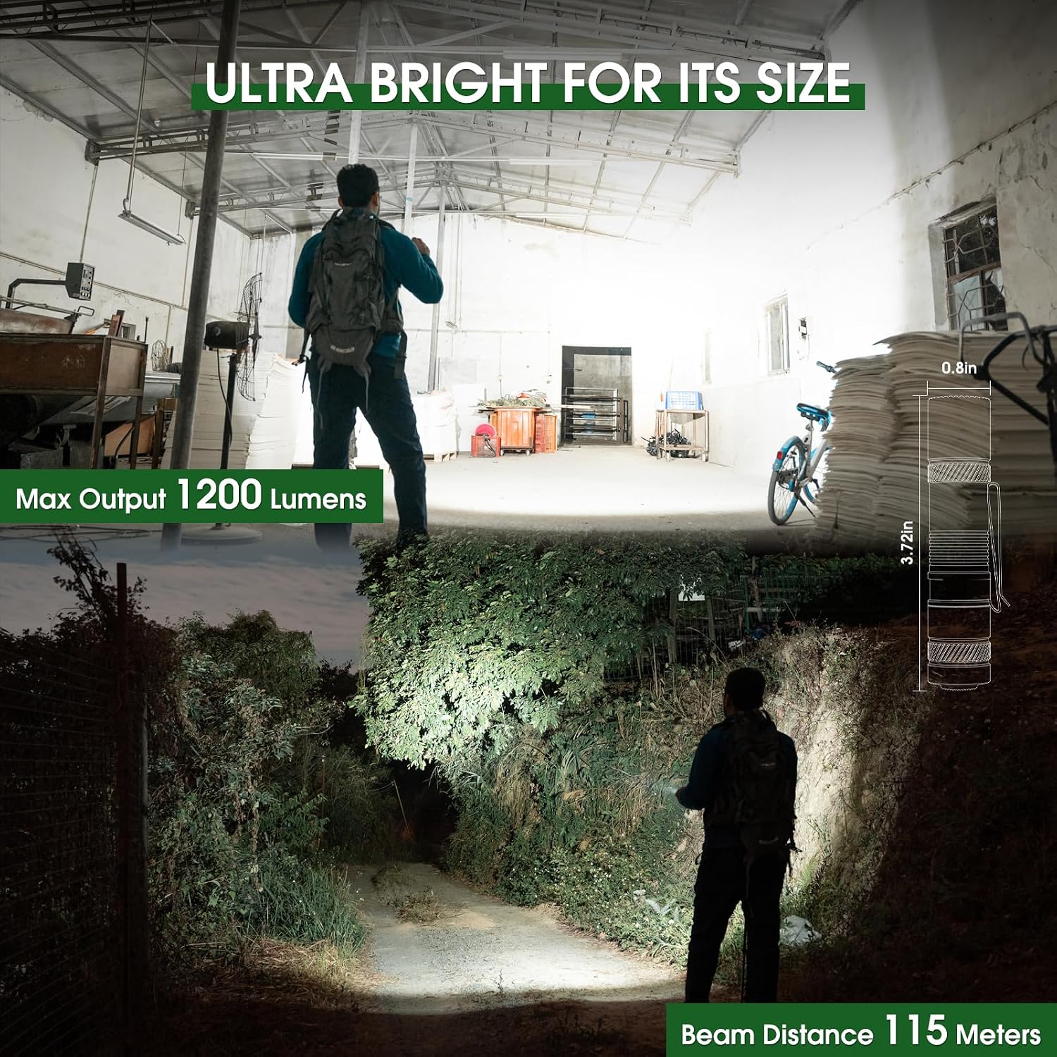 Rechargeable Flashlights 1200 Lumens EDC Flashlight, AA Pocket Flashlight High Lumens with Clip, Super Bright Small