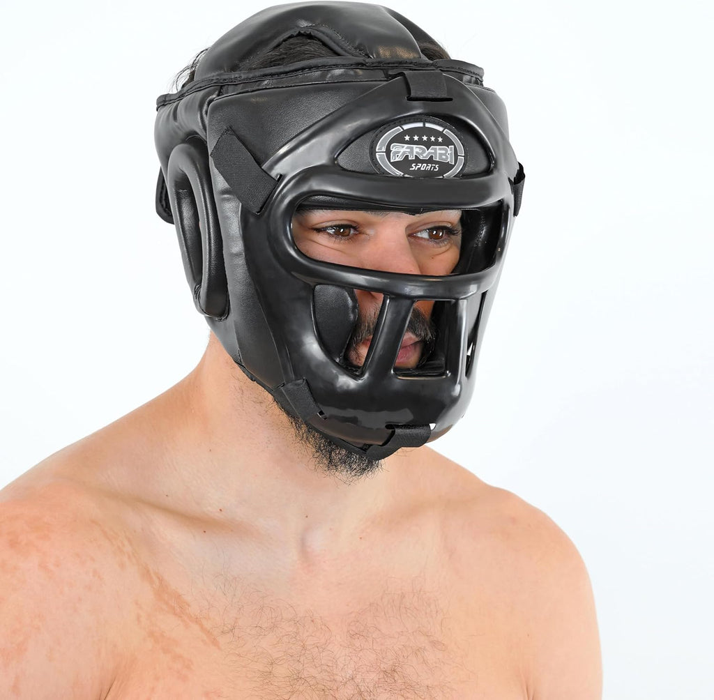 Boxing Headgear Grill Head Gear MMA Training Kickboxing Sparring Gear Removable Front Bar Grill
