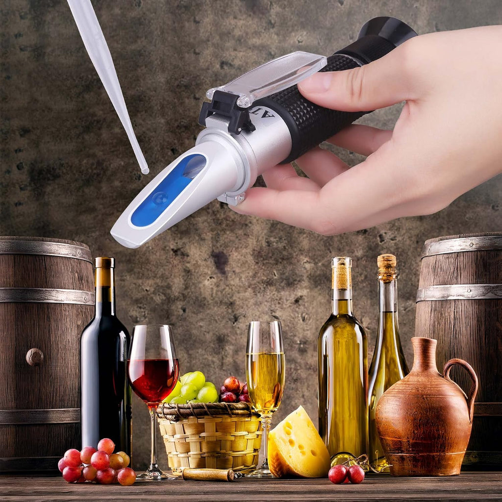 Brix Refractometer with ATC - Tiaoyeer Digital Handheld Refractometer for Beer Wine Brewing, Dual Scale-Specific