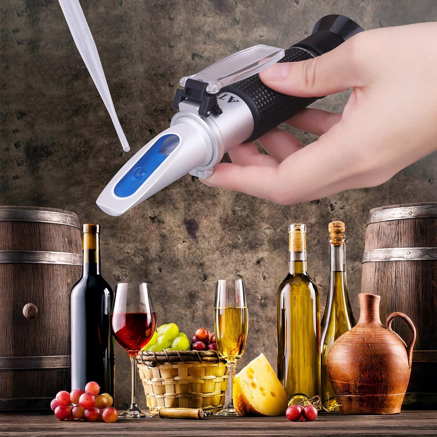 Brix Refractometer with ATC - Tiaoyeer Digital Handheld Refractometer for Beer Wine Brewing, Dual Scale-Specific