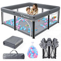 Foldable Baby Playpen with Mat, 50"×50" Collapsible Play Pen for Babies and Toddlers, Indoor & Outdoor Kids Safety