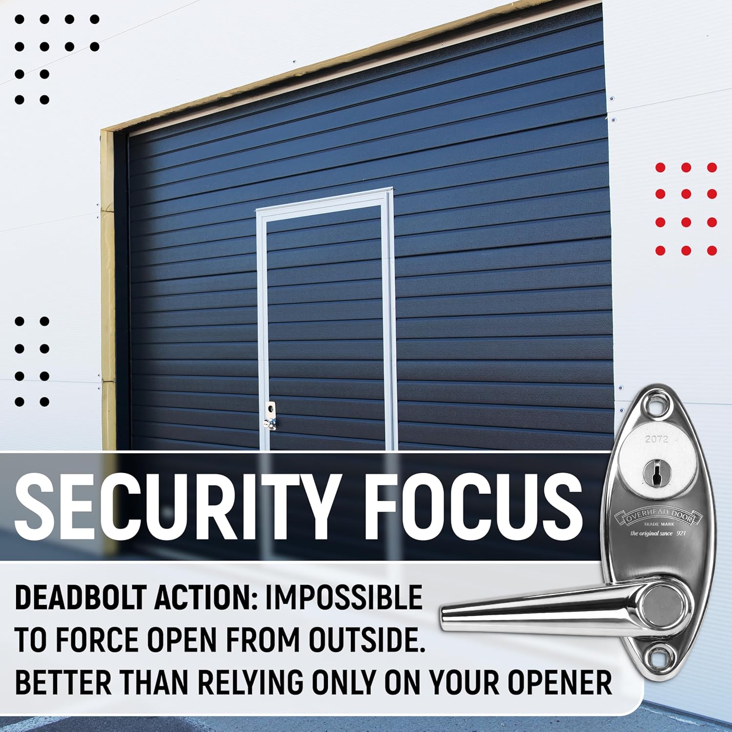 Garage Door Lock Kit, Keyed L-Handle with Inside Slide Lock Latch Mechanism, Complete Replacement Set with 2 Keys