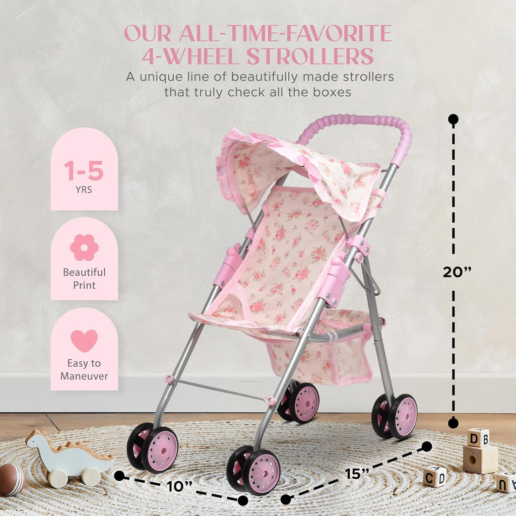 Baby Doll Stroller Bed and Seat Nursery Playset, Baby Doll Accessories Set High Chair Diaper Bag Role Play Deluxe