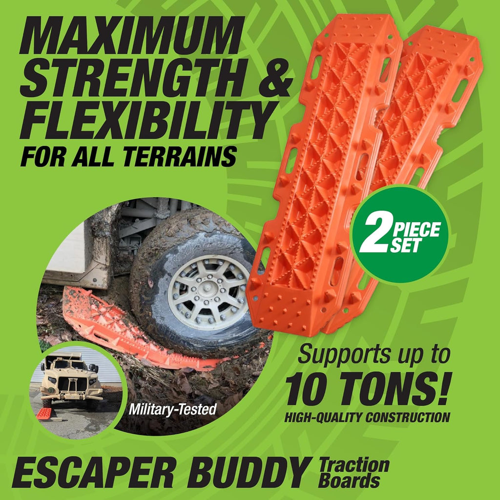 MAXSA 20333 Escaper Buddy Largest Heavy-Duty Traction Boards, 2-PK Orange | For Off-Roading in Mud, Sand & Snow