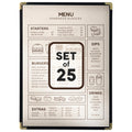 A4 Restaurant Menu Covers, 25 Pack, 8.3 x 11.7 inch, 1 Pocket, 2 Views