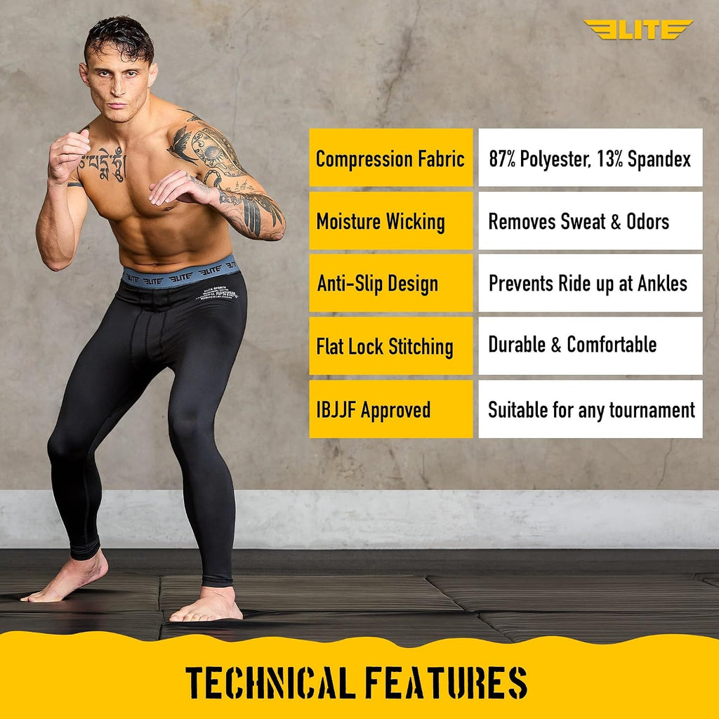 Men’s BJJ Spats Leggings Tights, Best Jiu Jitsu MMA no Gi spat Compression Pants for Men