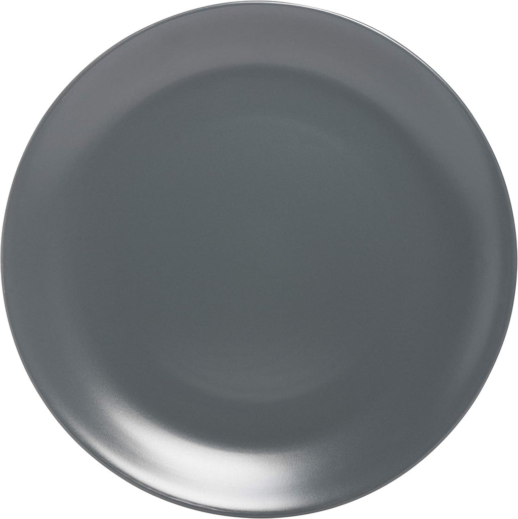 Wazee Matte 10.5" Coupe Dinner Plate, Set of 6, Charcoal Gray