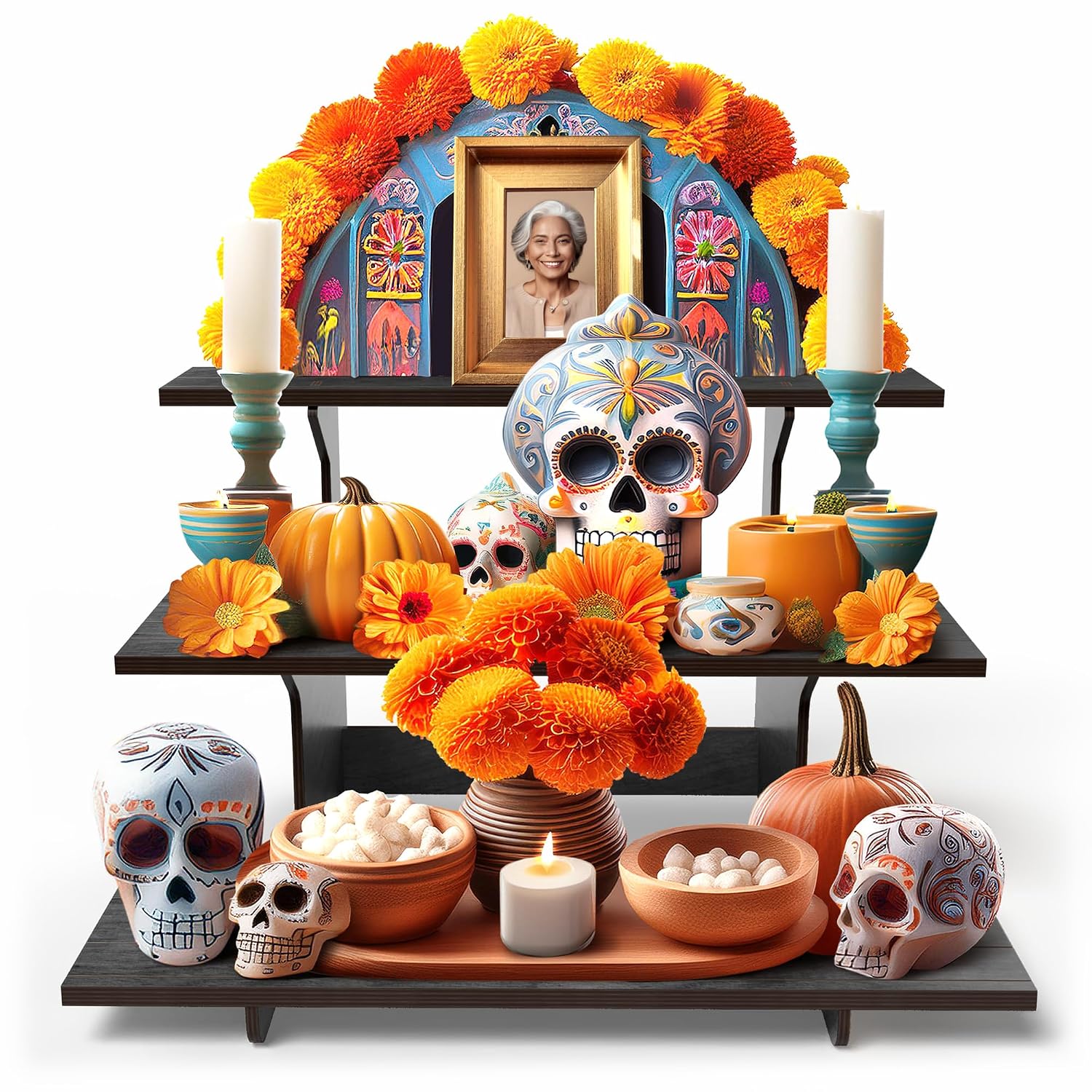Wooden Tiered Display Stand, 3 Tier Display Table for Vendor Events | Portable Products Shelf, Jewelry and Card Rack