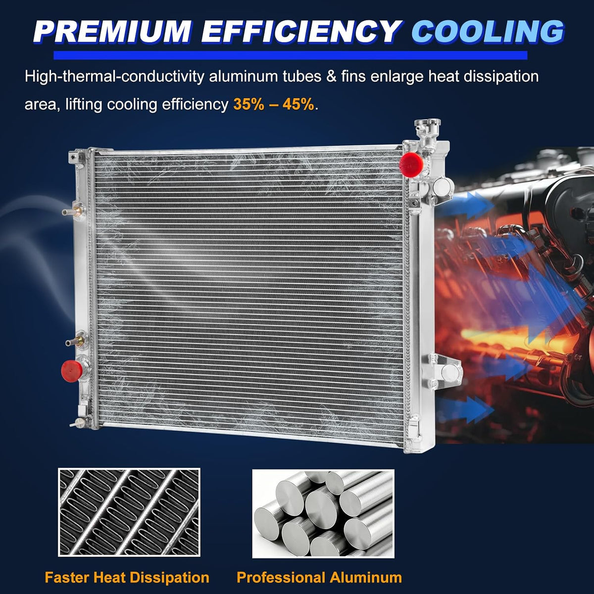 2802 3Row Aluminum Radiator for 2005-2015 Toyota Tacoma 2.7L 4.0L V6 AT