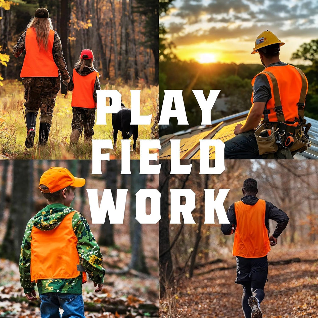 Blaze Camo Orange Hunting Vest with Buckle - High Visibility Ultra Quiet Waterproof Deer Hunting Gear Vest
