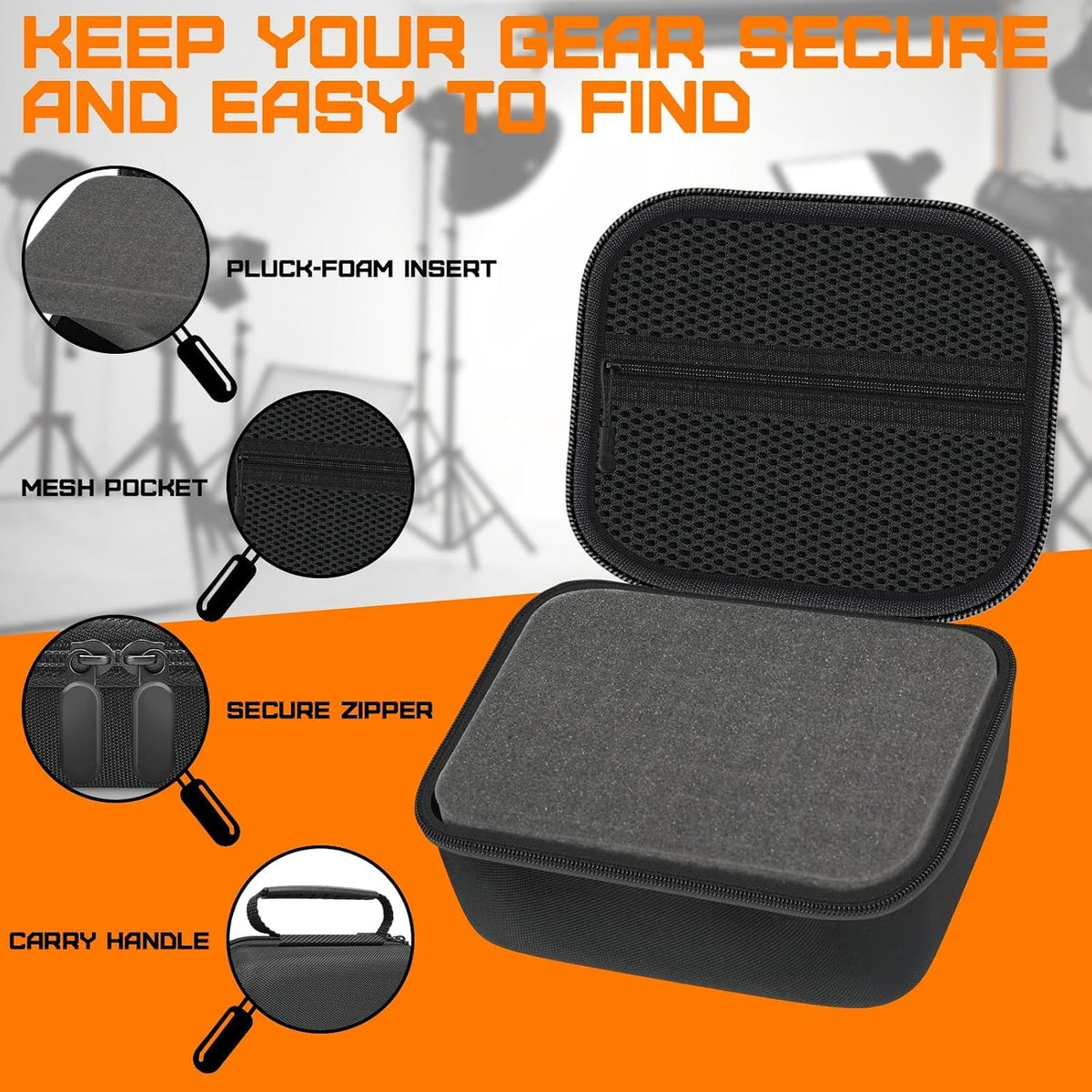 Hard Carrying Case 8x6x4.2'' with Custom Foam Insert for Electronic Devices