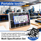 Taiss 1108PCS M2 M3 M4 M5 Screw Kit,Flat Head Metric Bolt Assortment