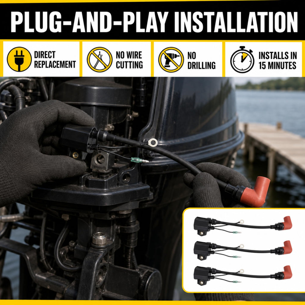 Carnovate 3 Pack Ignition Coil Fit for Yamaha Outboard 60-90HP 2 Stroke