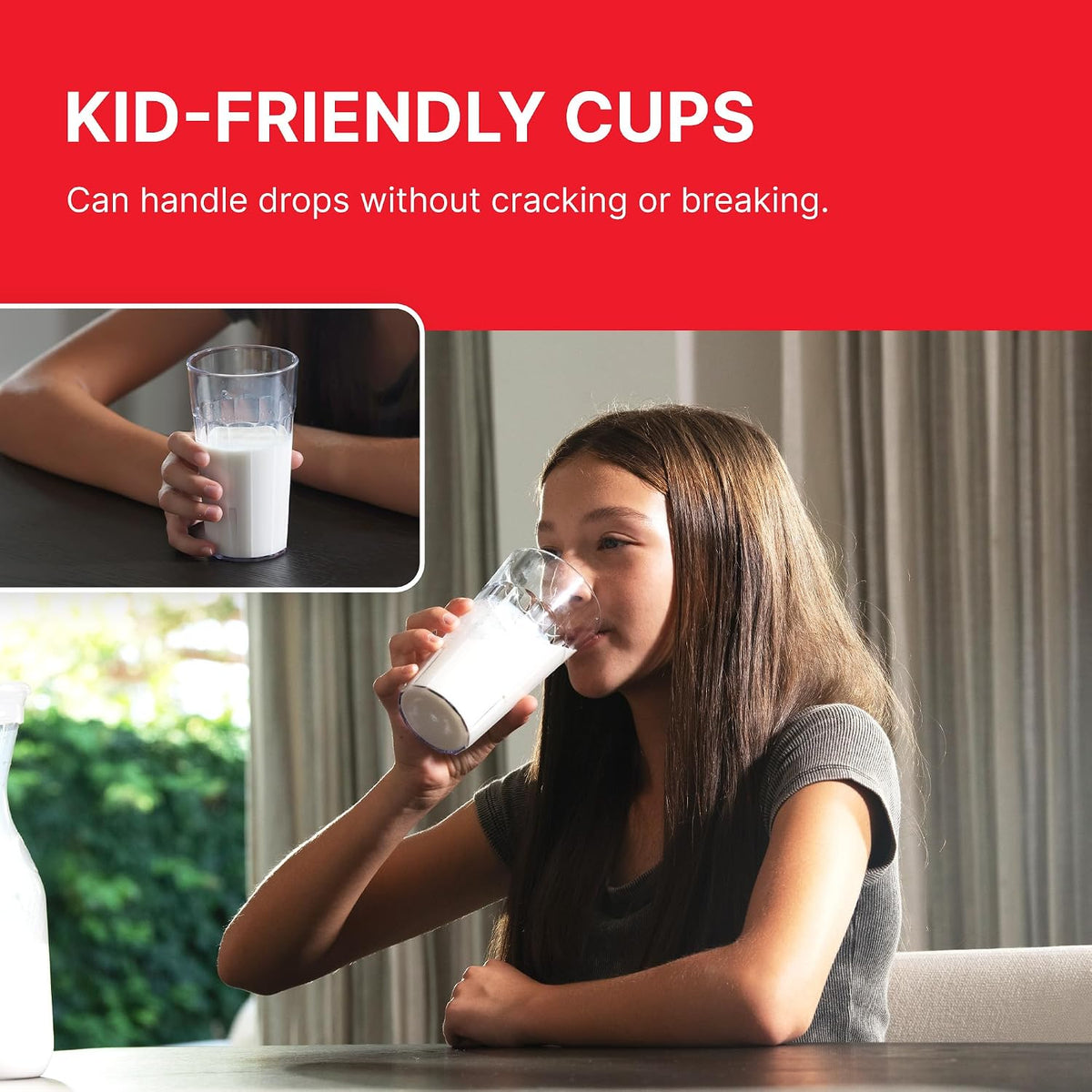 16 Ounce (oz) Newport Restaurant Grade Beverage Tumblers (6 Pack) - Drinking Glasses, Stackable, BPA-Free