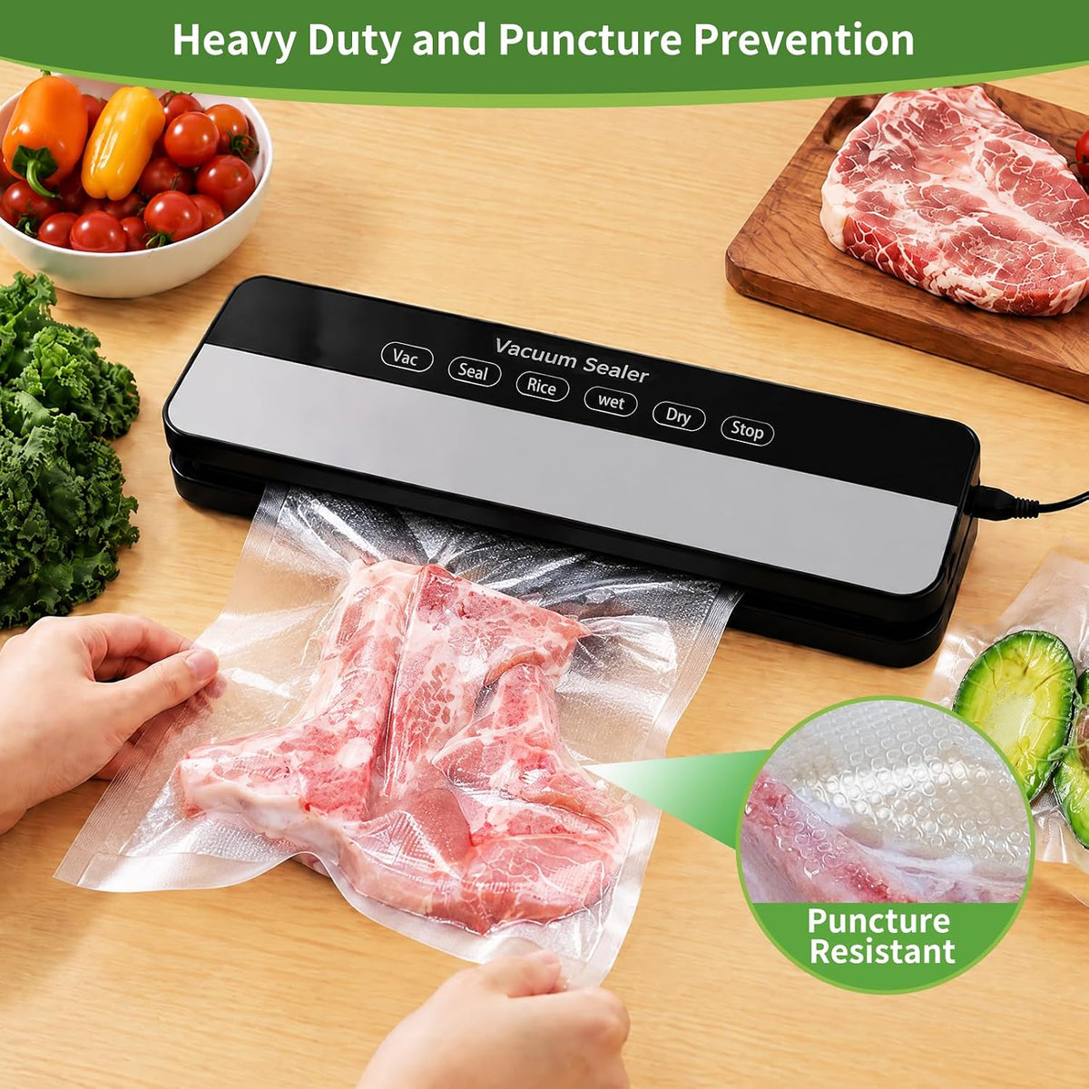 Quart 8"x12" Vacuum Sealer Bags 200ct for Food Storage