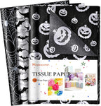 90 Sheets Halloween Tissue Paper Bulks 14 x 20inch Black White Pumpkin Cobweb Bat Gift Wrapping Paper Scary Horror